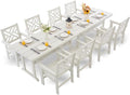 HDPE Dining Table Set for 8,10-Piece Outdoor Table and Chairs Include 8 Dining Chairs and 2 Pcs 62.5" Patio Dining Table with Umbrella Hole (White)