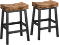 Rustic Bar Stools, 24 Inch Barstools Set of 2, Counter Height Stool with Footrest, Wooden Stools for Kitchen Island, Heavy Duty Backless Chair for Dining Table Farmhouse Outdoor