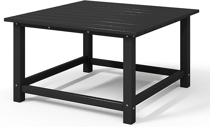 WestinTrends Malibu Low Outdoor HDPE Square Patio Coffee Table, Black