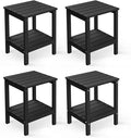 GREENVINES Adirondack-Outdoor-Side-Table | Set of 4 | 14 x 13 Inches | HDPE Plastic | All Weather | Black | Outside End Tables | Storage Shelf | for Patio Porch Backyard Indoor