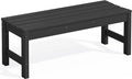 SERWALL 47 Inches Outdoor Bench, All Weather HDPE Backless Bench with Wood Grain Texture for Garden Porch and Park, Curved Bench Seat for Comfort, Black