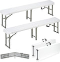 6ft Plastic Folding Bench with Carrying Handle & Lock, Portable Outdoor Bench in Garden Picnic Camping Dining Party Seat, Waterproof Bench for Soccer Activities, Firm and Durable (2Pack A)