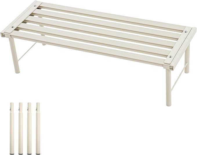 Metal Plant Stand, Rust-proof Aluminum Flower Pot Stand, Heavy Duty Planter Display Shelving for Patio Balcony Garden Living Room Decorative (White, 23.6 Inch)