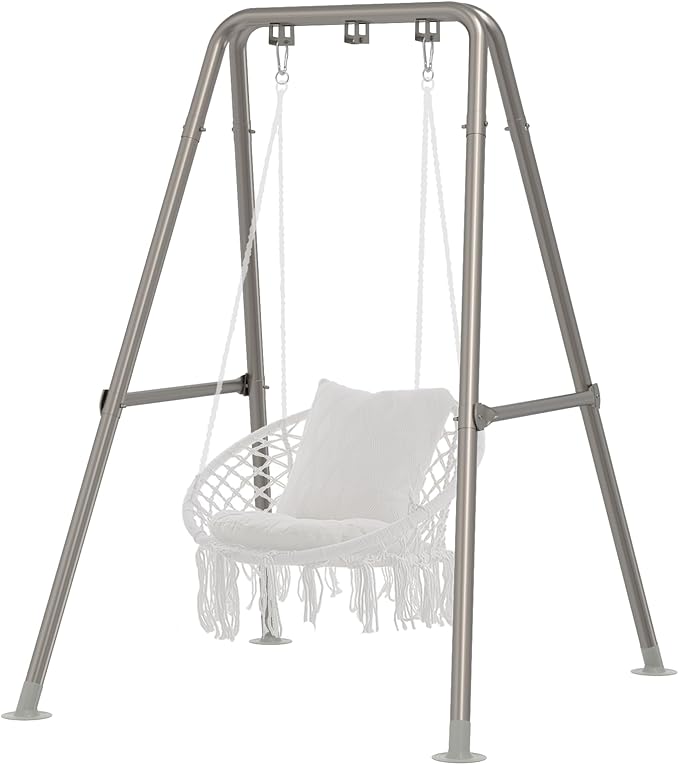 G TALECO GEAR Hammock Chair Stand,Heavy-Duty Steel Hammock Stand,300LBS Multi-Use Swing Stand for Outdoor Indoor，Hammock Chair not Include (Silver)