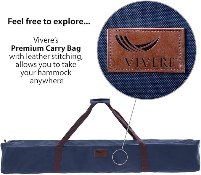 Vivere Double Polyester Hammock with Space Saving Steel Stand and Premium Carry Bag - 450 lb Capacity (Hot Pink)