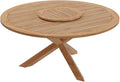 Modway Wellspring Outdoor Patio Round Teak Wood 63" Dining Table in Natural