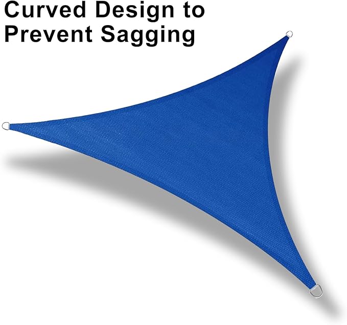 LOVE STORY 16' x 16' x 16' Triangle Blue Sun Shade Sail Canopy UV Block for Outdoor Patio Garden Backyard