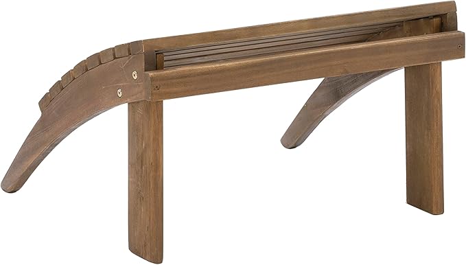 Linon Home Dcor Linon Adirondack Woodstock Ottoman, Teak Stain, Acorn, 21.6"W x 21.06"D x 13.7"H