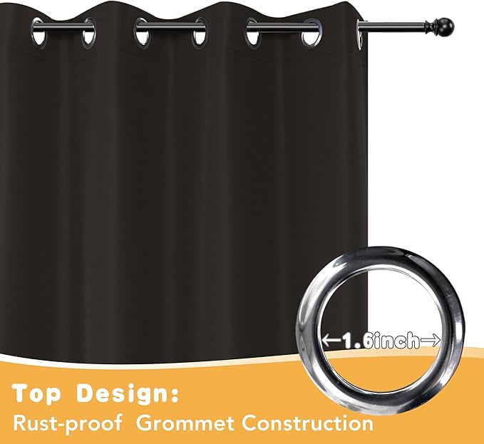 HolidayIdeas Outdoor Curtains for Patio Waterproof, 2 Panels - 54 x 95 Inch - Privacy Protection & Light Filtering Curtains Grommet Outside Curtains for Porch, Gazebo, Pergola, Backyard (Chocolate)