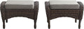 Belord Outdoor Ottomans for Patio Foot Rest - 25 Inch PE Wicker Foot Stool Set of 2 with Removable Cushions for Patio Furniture Sets,All Weather Rattan Ottoman for Balcony Deck Backyard Brown