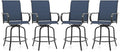 Giantex Set of 4 Swivel Outdoor Bar Stools, All-Weather Bar Height Patio Chairs, 330LBS Capacity, 360 Rotating Outside Bar Chairs with High Back Armrests, for Porch Yard Lawn Garden Pool (Navy)