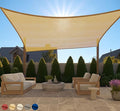 GORILLA GRIP Heavy Duty Sun Shade, UV Protection Fade Tear and Rust Resistant Rectangle Sunshade Canopy, Curved Edges Blocks Sunlight, Breathable Sail, Outdoor Patio, Lawn Garden, 8x12 FT Sand