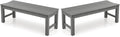 Stoog Outdoor Benches Set of 2, 2-Person Backless Patio Bench, All-Weather HIPS Garden Bench with 800 lbs Weight Capacity, Grey