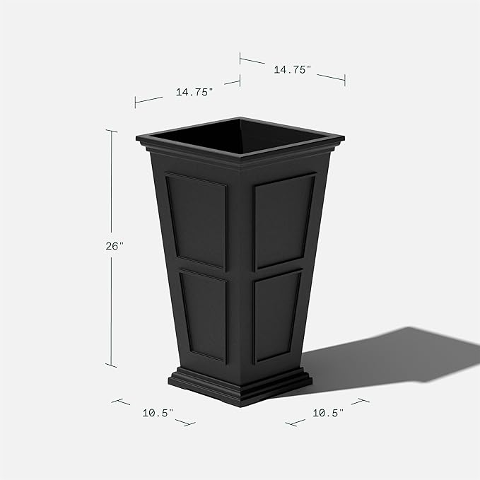 Veradek Brixton Series Tall Planter - Large Outdoor Planter for Front Porch/Patio | Crack-Resistant Plastic for All-Weather Use | Classic Estate Design for Tall Plants, Flowers, Trees