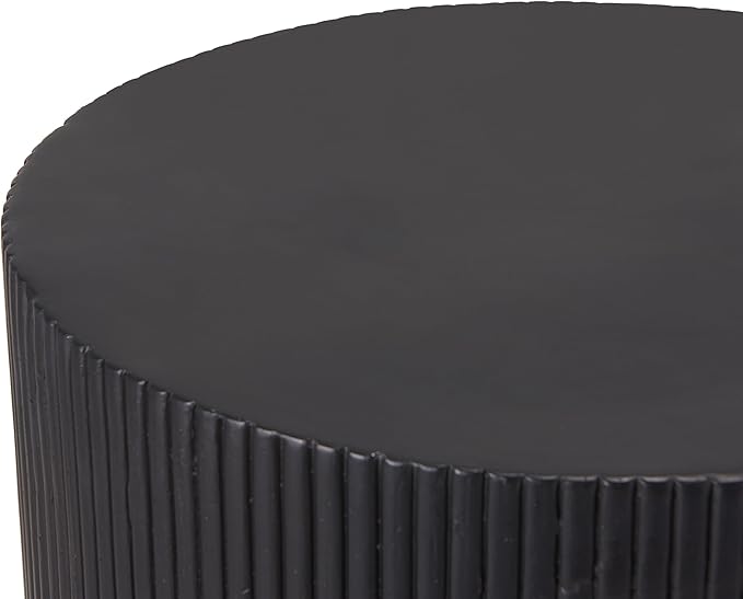 Christopher Knight Home Parson Patio Lightweight Concrete Round Coffee Table, Indoor and Outdoor Table for Garden/Backyard/Poolside/Balcony Cafeteria, MGO Outdoor Side Table with No Assembly, Black