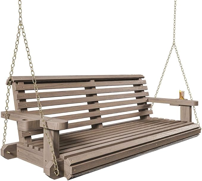 Porchgate Amish Heavy Duty 800 Lb Roll Comfort Treated Porch Swing W/Chains (4 Foot, Warm Walnut Stain)