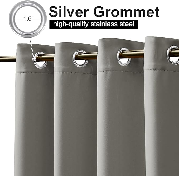 NICETOWN Room Darkning Bedroom Curtain W84 x L84, Stainless Steel Grommet Top Blackout Heavy Weight Window Treatment Thermal Insulated Sunlight Block Drape Panel for Pergola, Sand, 1 Piece