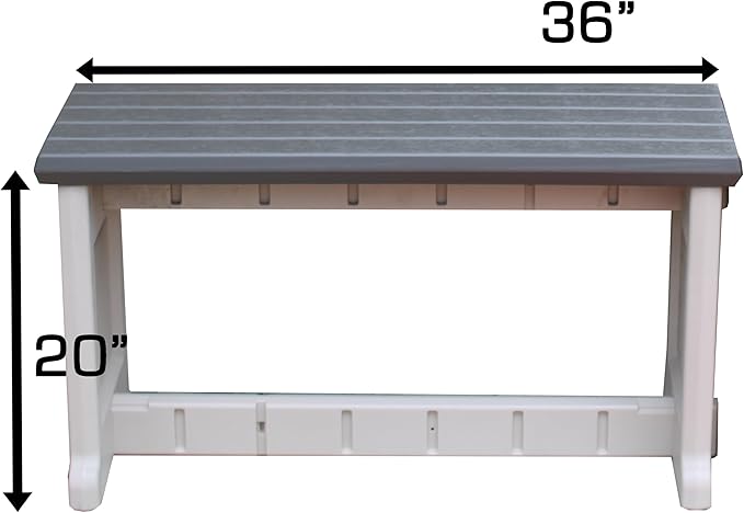 Bench, Deep Grey Top with Warm Grey Sides, 2 Pack - Proudly Made in The USA, Click and Lock Hardware-Free Assembly, Durable and Stylish Outdoor Seating
