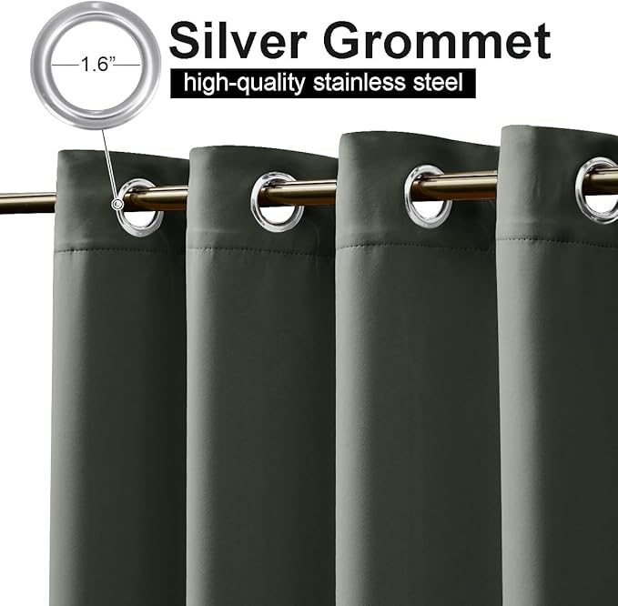NICETOWN 2 Panels Long Outdoor Curtains Waterproof 108 inch Length for Patio, Windproof Thermal Insulated Rustproof Top and Bottom Grommet Blackout Outdoor Drapes for Porch, W52 x L108