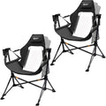 Portal Hammock Camping Chair, Portable Outdoor Swinging Chairs, Rocking Chair for Adults with Adjustable Back and Height for Lawn, Backyard, Patio, Supports 400 lbs, Mesh High Back, Black, 2 Pack