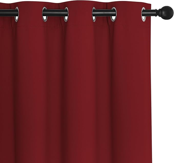 NICETOWN Blackout Curtains & Drapes - Privacy Thermal Efficiency Backdrop Curtains for Bedroom Room Divider Living Room Patio Sliding Glass Door, Wide 80 x Long 144 inch, Burgundy Red, 1 Panel