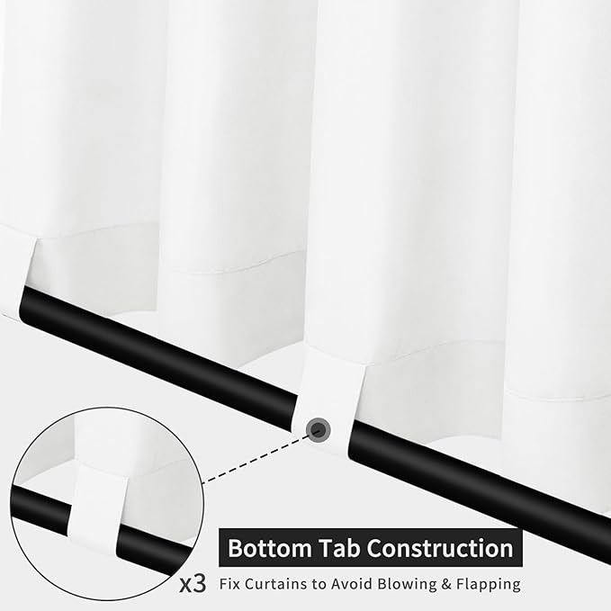 Easy-Going Linen Look Outdoor Curtains Waterproof Windproof Porch Curtains, Soft Thicken Outdoor Privacy Curtains for Patio, Gazebo, Grommet Top and Tab Bottom Drape, 1 Panel, 54x120 inch, White