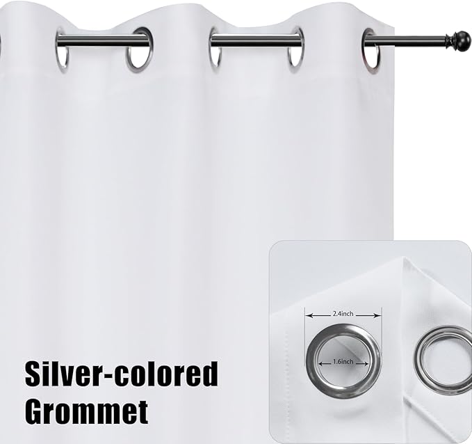 BONZER Waterproof Indoor/Outdoor Curtains for Patio Thick Privacy Grommet Curtains for Bedroom, Living Room, Porch, Pergola, Cabana, 1 Panel, 84W x 108L inch, White