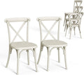 VINGLI Plastic Outdoor Dining Chairs Set of 2, Stackable Patio Cream White Dining Chairs with X Back, Waterproof Kitchen & Dining Room Chairs for Indoor-Outdoor, Capacity 400 lbs