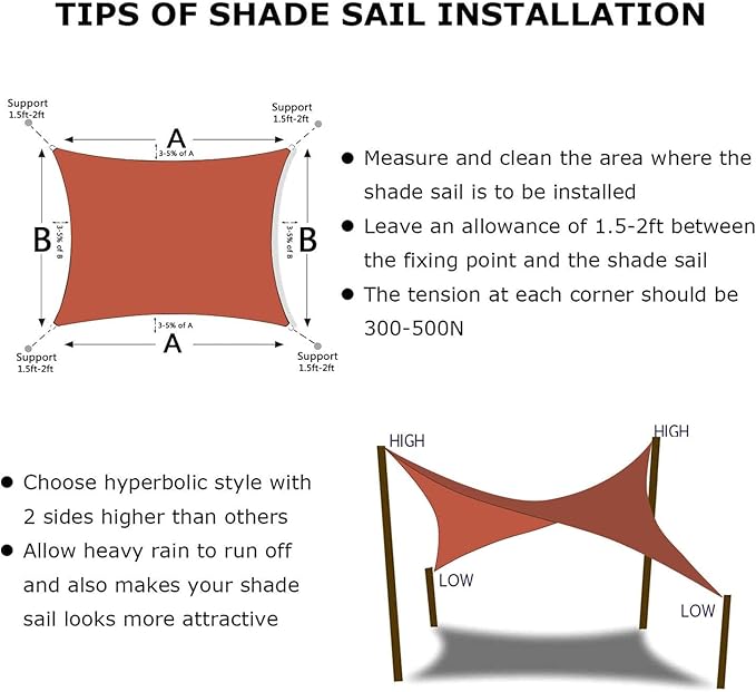 KANAGAWA Sun Shade Sail Curved 24'X24' Rust Red Rectangle Outdoor Shade Cover UV Blovk Canopy for Patio Garden Backyard Heavy Duty Permeable 185GSM (We Make Custom Size)