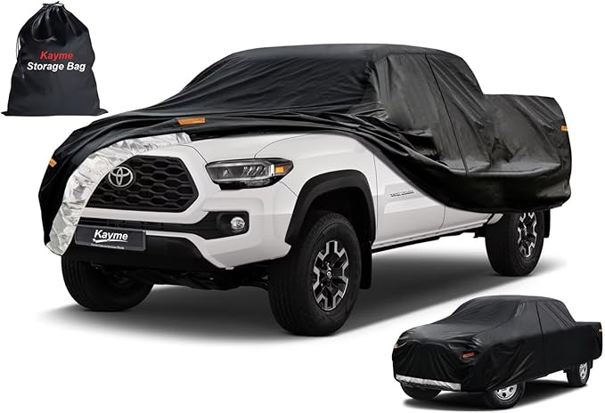 Kayme Truck Cover Custom Fit Toyota Tacoma(1995-2025) Xtra/Access/Double SB. Full Exterior Heavy Duty Outdoor Pickup Truck Car Cover Waterproof All Weather.Car Tarp for Wind Sun Dust Protection.