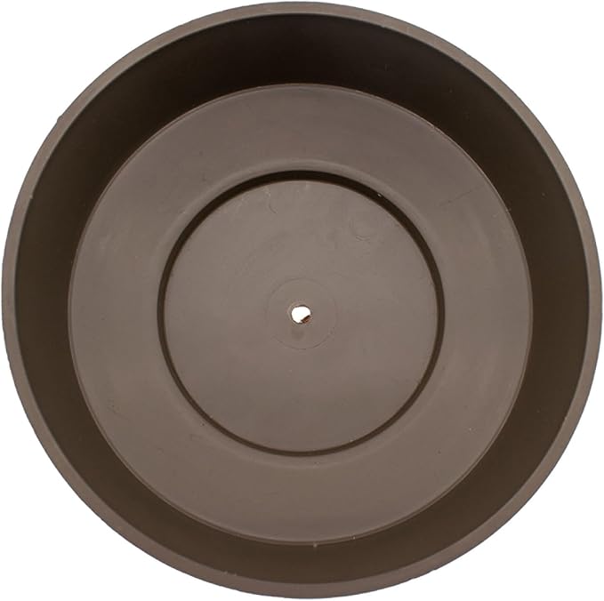 The HC Companies 6 Inch Round Plastic Succulent Capri Bowl Decorative Indoor Flower Succulent Planter Pot with Drain Plug Hole, Artisan Taupe with Copper Bottom Color (2 Pack)