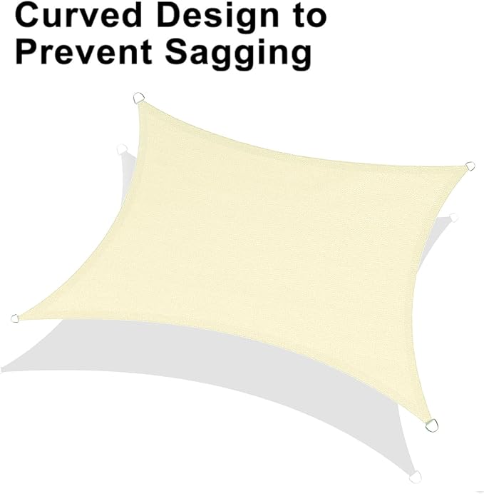 LOVE STORY Custom Size 9'x10' Butter Cream Sun Shade Sail Rectangle UV Block Canopy Patio Sail Sunshades Fabric for Outdoor Garden Carport (We Make Custom Size)