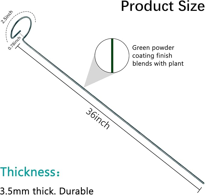 36 Inch 12 Packs Plant Support Stakes,Garden Single stemmed Plant Support Hoops, Plant Prop, for Flowers,Orchid, Tomatoes Peony Lily Rose (36 inch)