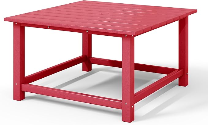 WestinTrends Malibu Low Outdoor HDPE Square Patio Coffee Table, Red