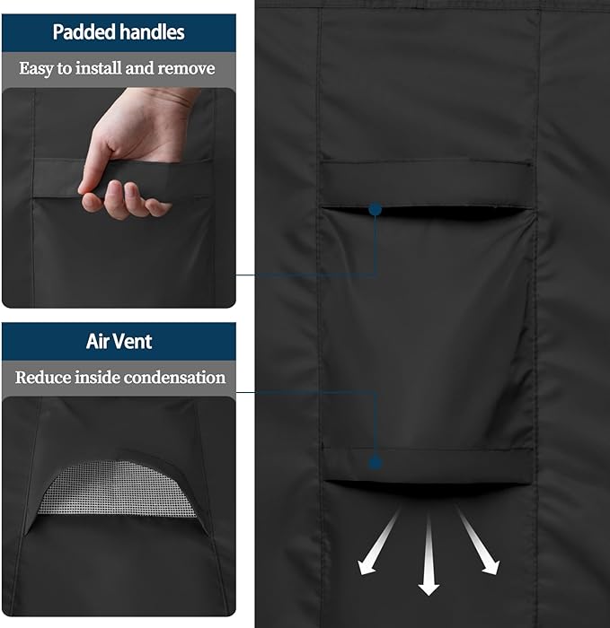 Easy-Going Rectangle Patio Furniture Cover Waterproof Outdoor Dining Table and Chair Cover Anti-UV Outside Sectional Sofa Set Covers (126" L x 63" W x 28" H, Black)