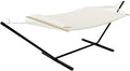 2 Person Outdoor Hammock with Stand, Portable Hammock, Heavy Duty Hammock with Soft Pillow, Balance Ropes, for Patio, Backyard, Garden, Beach, Beige