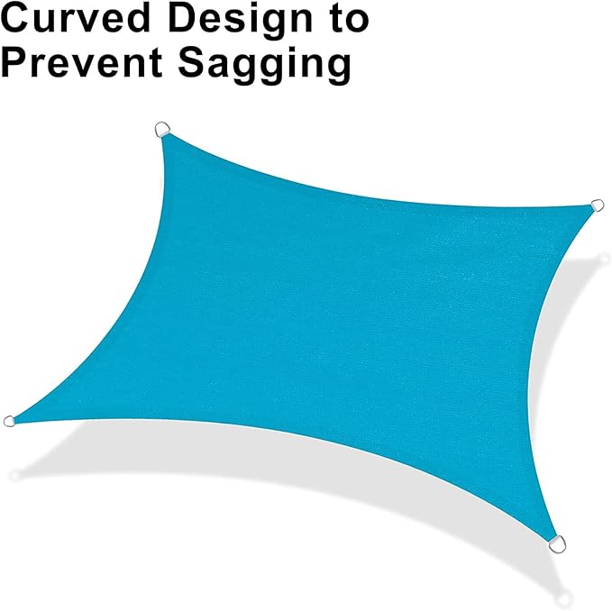 LOVE STORY Custom Size 8'x15' Turquoise Blue Sun Shade Sail Rectangle UV Block Canopy Patio Sail Sunshades Fabric for Outdoor Garden Carport (We Make Custom Size)