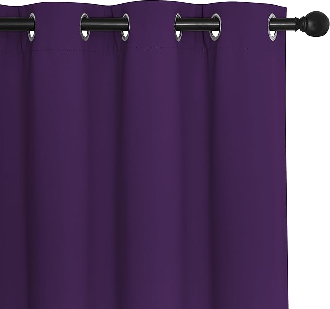 NICETOWN Blackout Curtain Drape for Bedroom - Light Reducing Thermal Insulated Solid Grommet Room Darkening Window Curtain 90 inches Long for Living Room (Royal Purple, 1 Piece, W66 x L90)