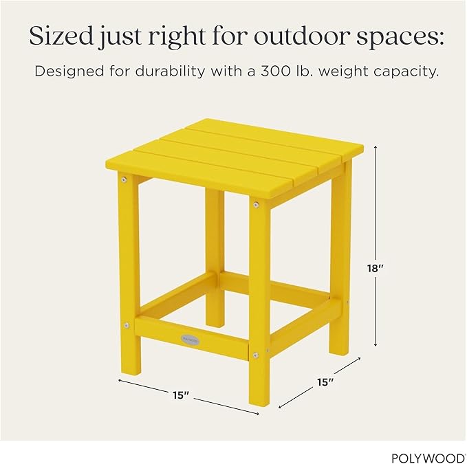 POLYWOOD ECT18LE Long Island 18" Side Table, Lemon