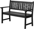 VINGLI 47" Outdoor Wood Bench, All Weather Outdoor Wooden Patio Garden Bench, Outside Loveseat 660lbs Capacity for Front Porch Park Entryway (Black)