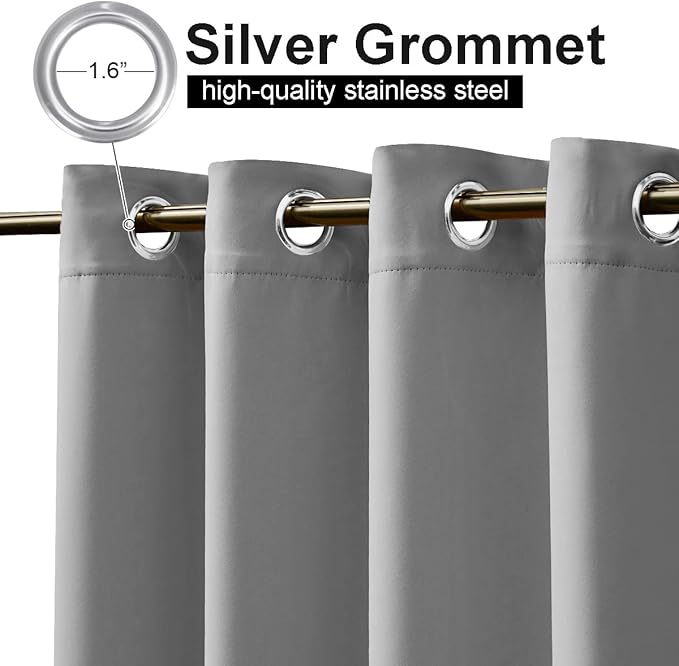 NICETOWN Patio Outdoor Curtain Sunblock with Silver Rustproof Grommets Top and Bottom, Thermal Insulated Blackout Outdoor Curtain/Drape Protect Privacy for Arbor, Silver Grey, 1 Piece, W52 x L95