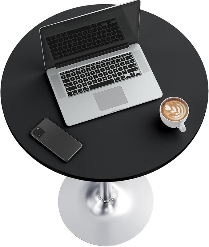 Furmax Bistro Pub Table Round Bar Height Cocktail Table for Home Bar, Small Round Bar Tables for Party, Dining Room, Living Room and Wedding, Metal Base MDF Top Obsidian, 40.6 Inch Height (4, Black-2)