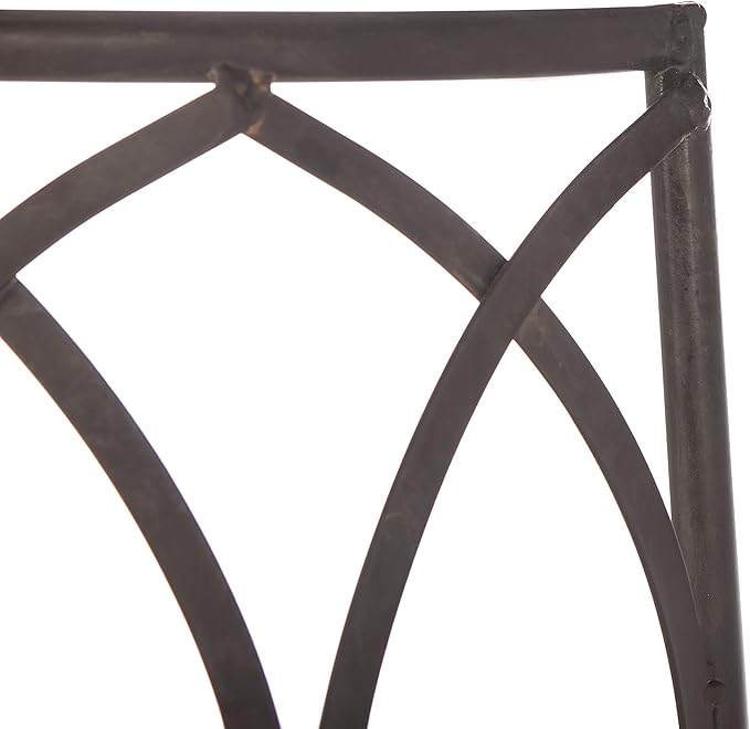 SAFAVIEH Outdoor Furniture Collection – Abia Rustic Brown Wrought Iron 50-Inch Curved Tree Bench, Garden & Patio Seating (PAT5018B)