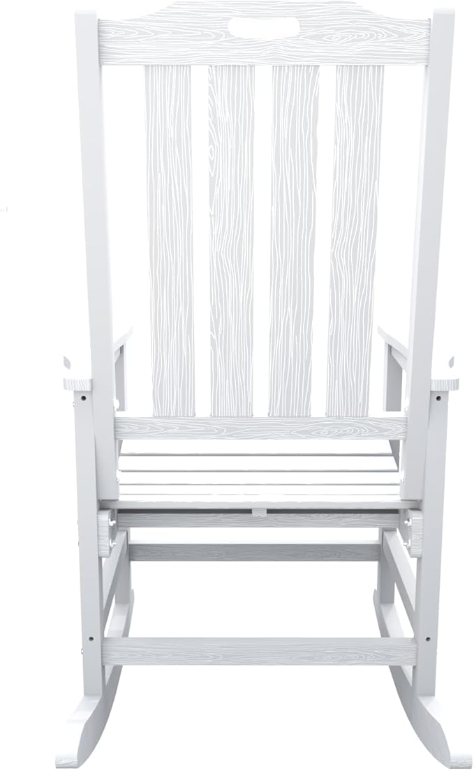 Oversized Rocking Chair Set of 2, Outdoor Rocking Chair for Adults, All Weather Resistant Porch Rocker for Lawn Garden, White