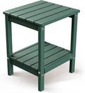 GREENVINES Adirondack-Outdoor-Side-Table | 14 x 13 Inches | HDPE Plastic | All Weather | Forest Green | Outside End Tables | Storage Shelf | for Patio Porch Backyard Indoor