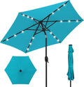 Best Choice Products 7.5ft Outdoor Solar Market Table Patio Umbrella for Deck, Pool w/Tilt, Crank, LED Lights - Sky Blue