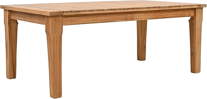 SAFAVIEH Couture Outdoor Patio Furniture Collection - Martinique Rectangular Coffee Table, Natural Teak Solid Wood Slatted Top (CPT1014D)