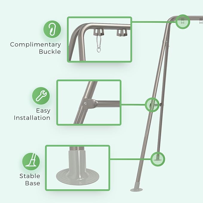 G TALECO GEAR Hammock Chair Stand,Heavy-Duty Steel Hammock Stand,300LBS Multi-Use Swing Stand for Outdoor Indoor，Hammock Chair not Include (Silver)