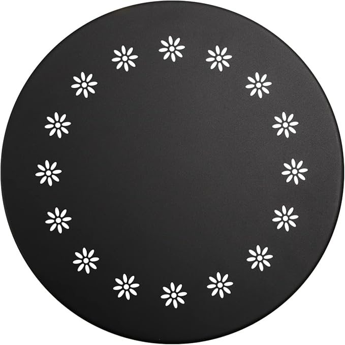 danpinera Outdoor Side Tables with Flower Cut Outs, Weather Resistant Steel Patio Side Table, Small Round Outdoor End Table Metal Side Table for Patio Yard Balcony Garden Black