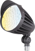 LEONLITE 20W/30W/40W 3CCT LED Bullet Flood Light, 4880LM 3000K/4000K/5000K, Dusk to Dawn 22°Focused Flag Pole Light with Knuckle Mount, Weatherproof, 100-277V Commercial Landscape Lights, ETL Listed